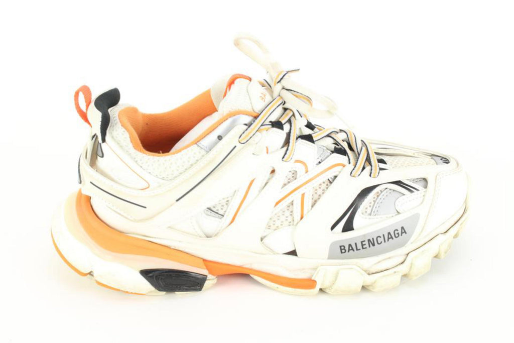 Balenciaga Men's Size 40 or US 10 White x Orange Trainer Lace Up Sneaker 32ba517s
