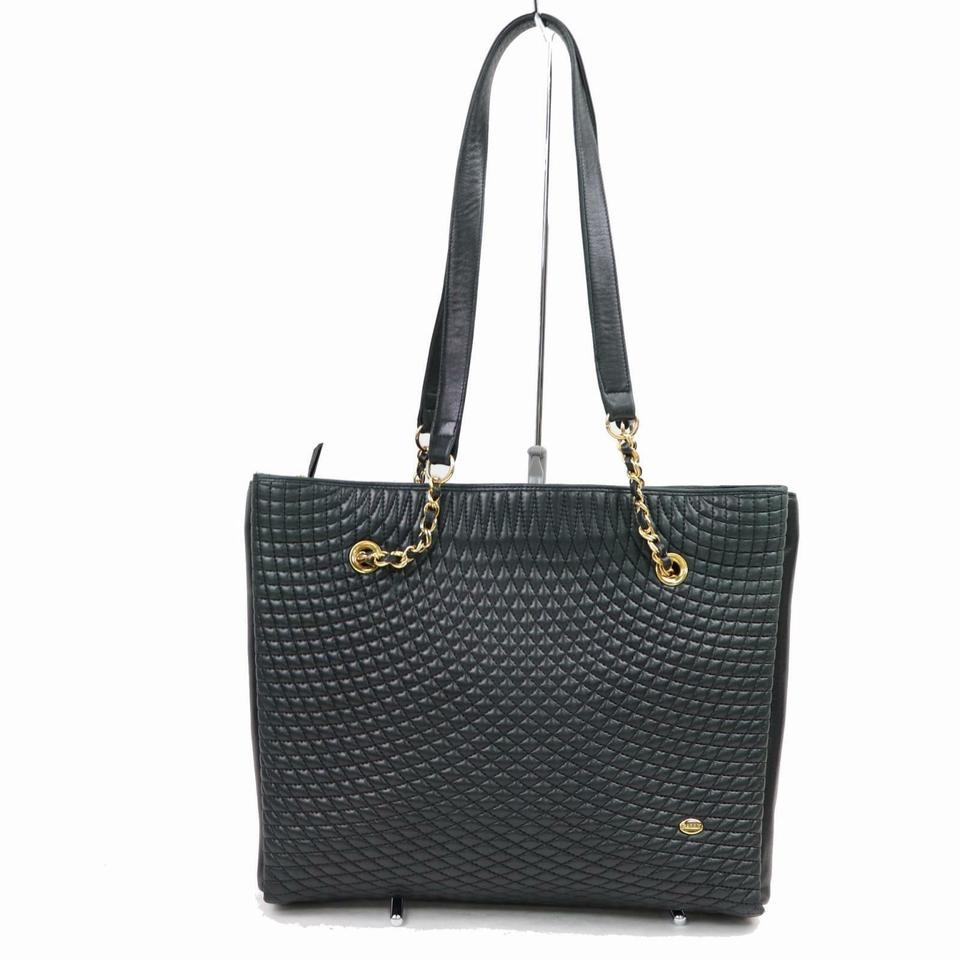 VINTAGE BALLY QUILTED lambskin shoulder bag black chain tote $90.00 -  PicClick
