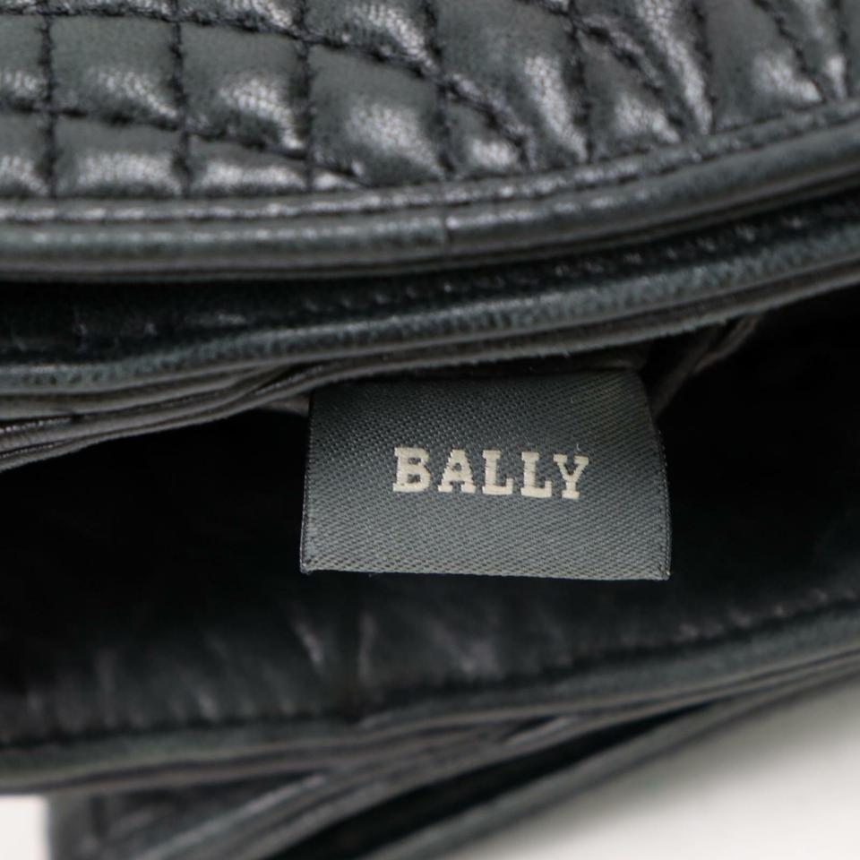 Bally Quilted Chain Tote 870114 Black Leather Shoulder Bag
