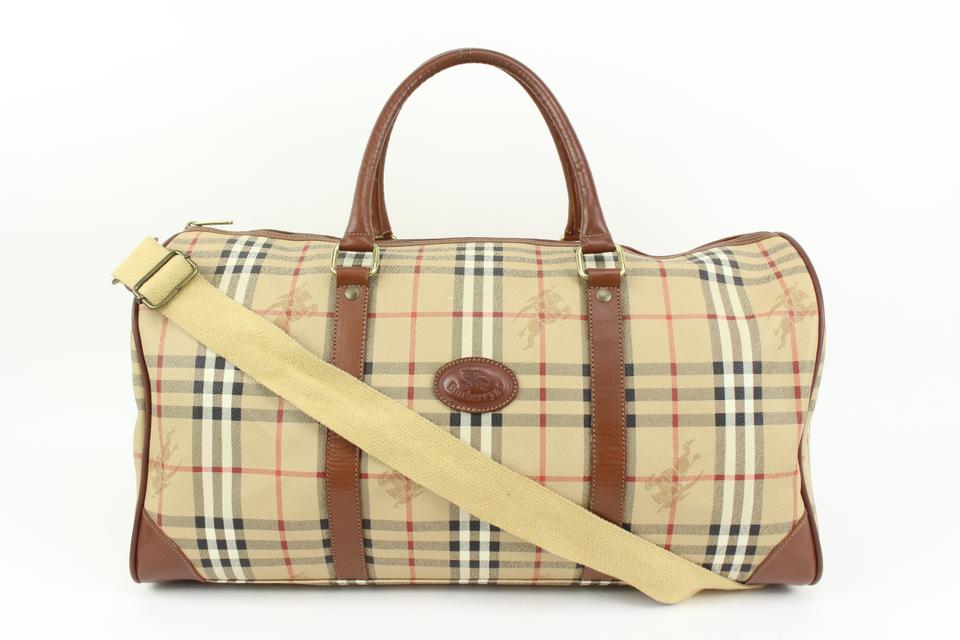 Burberry Beige Nova Check Boston Duffle Bag with Strap 42b324s