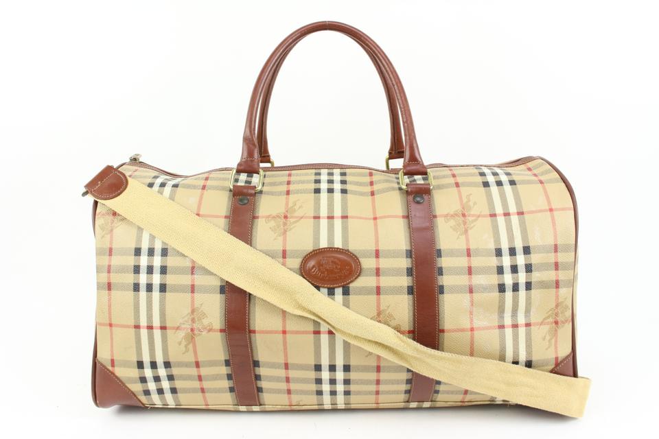 Burberry Beige Nova Check Duffle Bag with Strap Boston Upcycle ready 65b421s