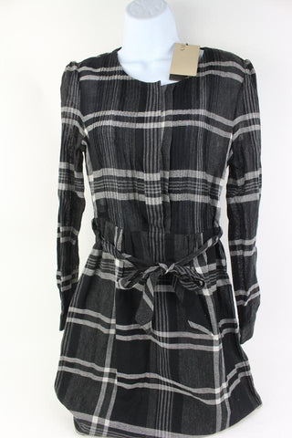 Burberry Brit Size 10 Black Nova Check Dress s331b38
