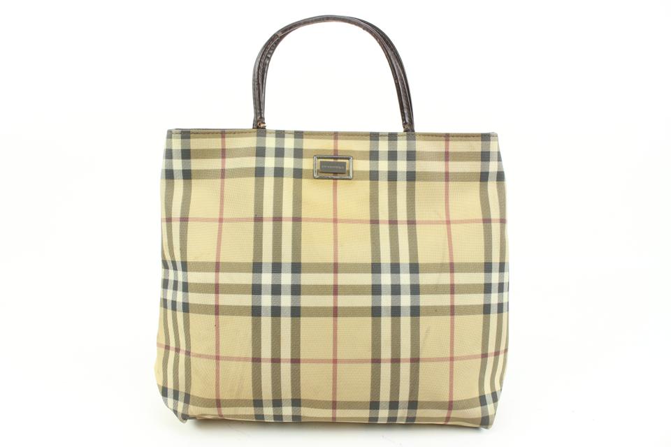 Burberry London Beige Nova Check Coated Canvas Tote Bag Upcycle
