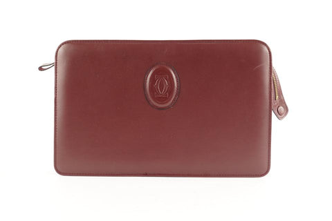 Cartier Bordeaux Leather Clutch Bag 505ct35