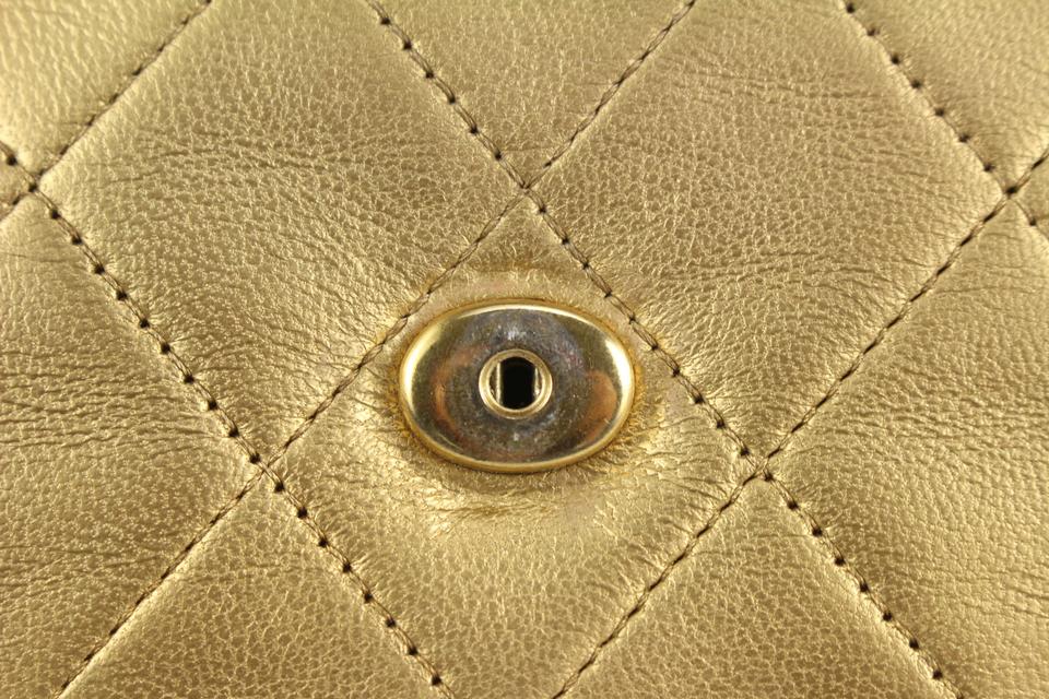 Chanel Gold Classic Bag With Pouch