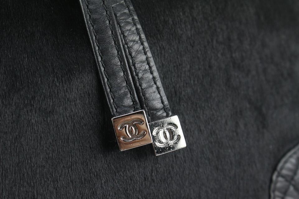 Chanel Black Quilted Lambskin x Pony Hair Drawstring Bucket Chain Hobo 1115c4
