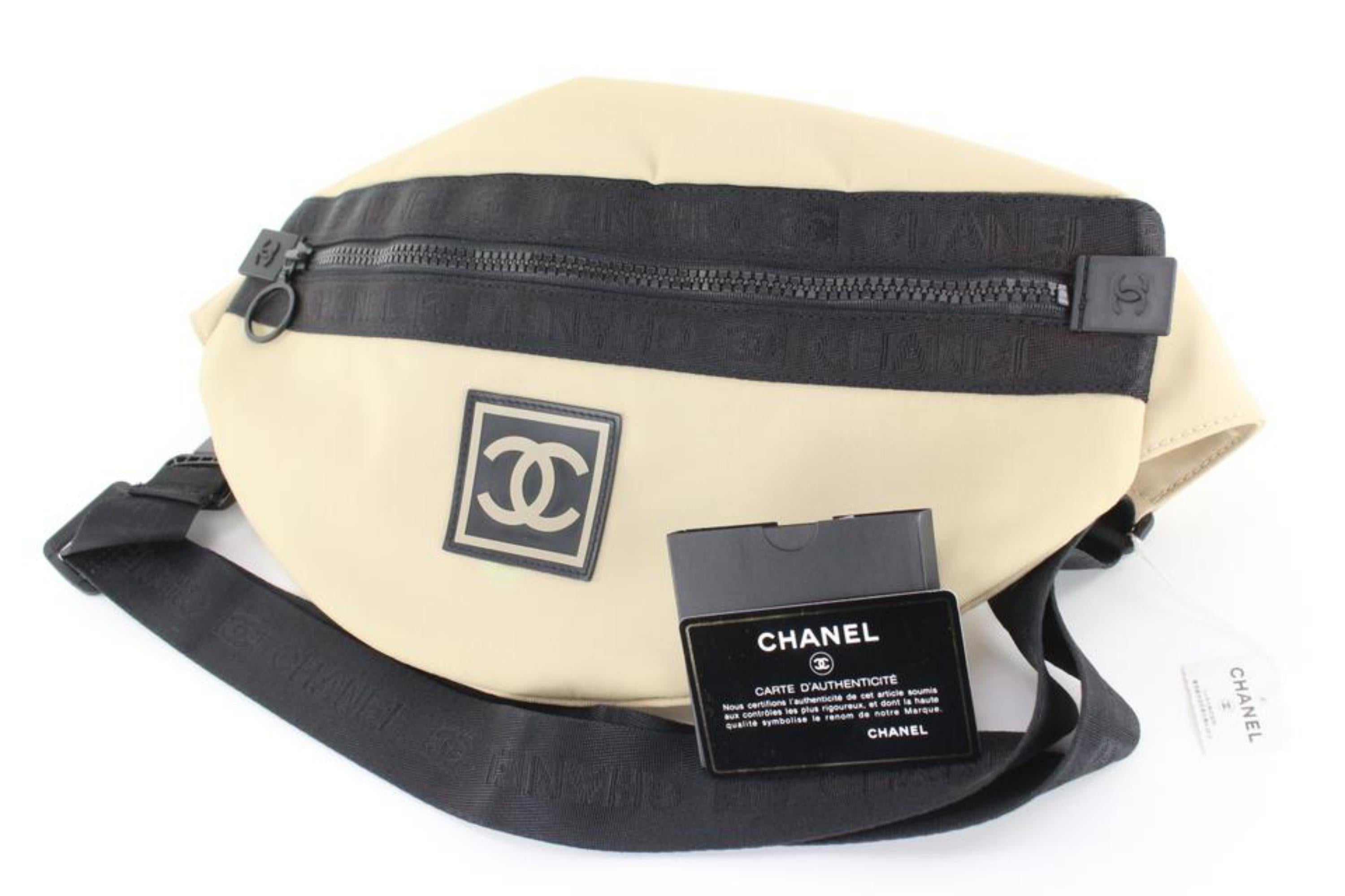 Chanel Waist XL Sport Fanny Pack Banana Beige Nylon Cross Body Bag