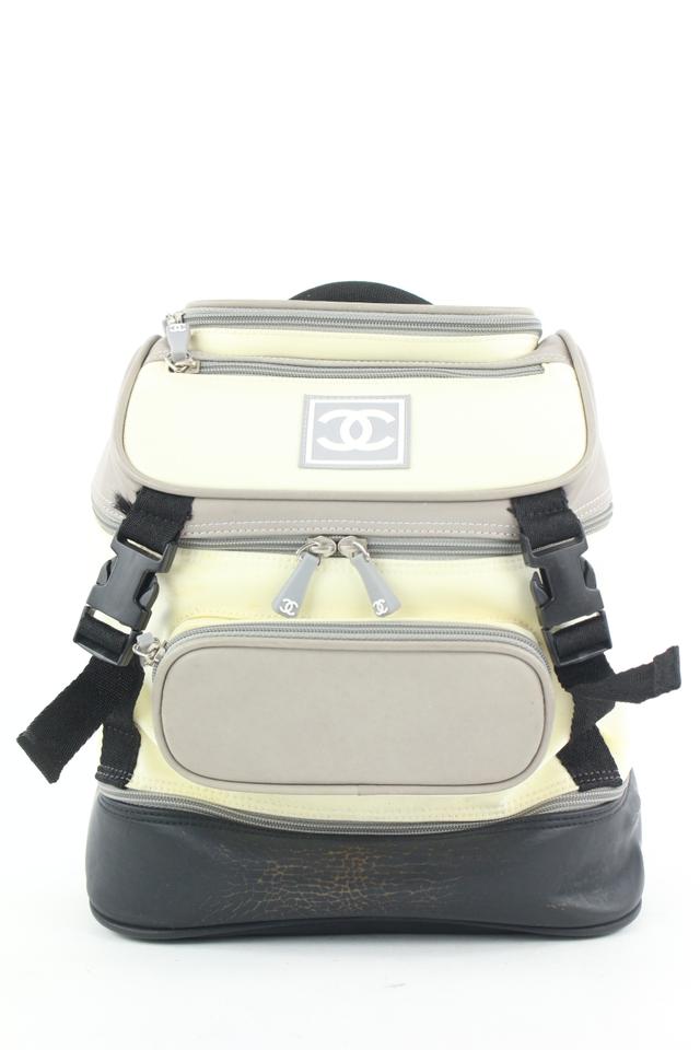 Chanel (Ultra Rare) Cc Logo Sport 222313 White X Grey Canvas Backpack, Chanel