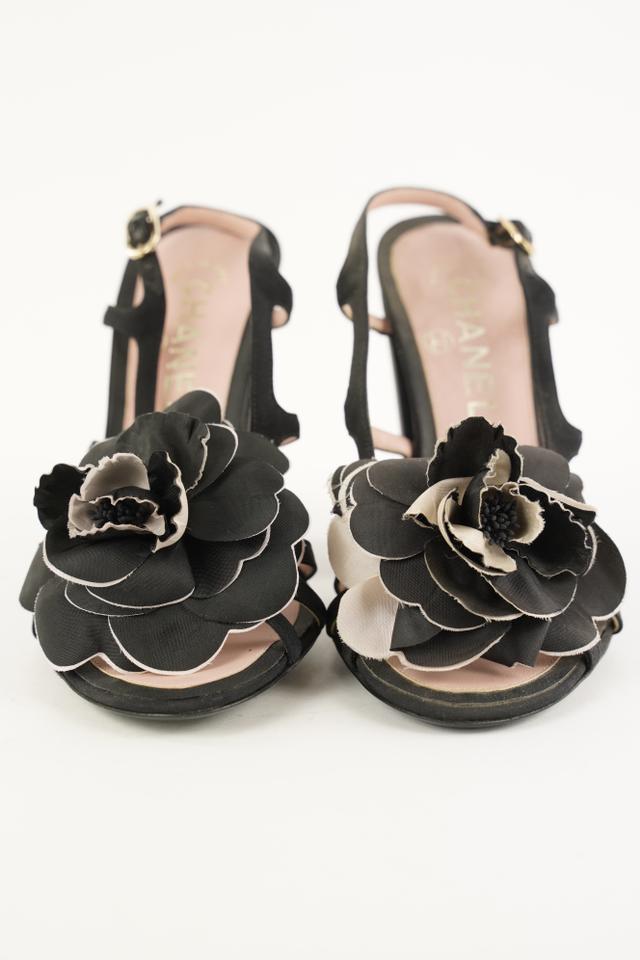 black chanel wedge sandals