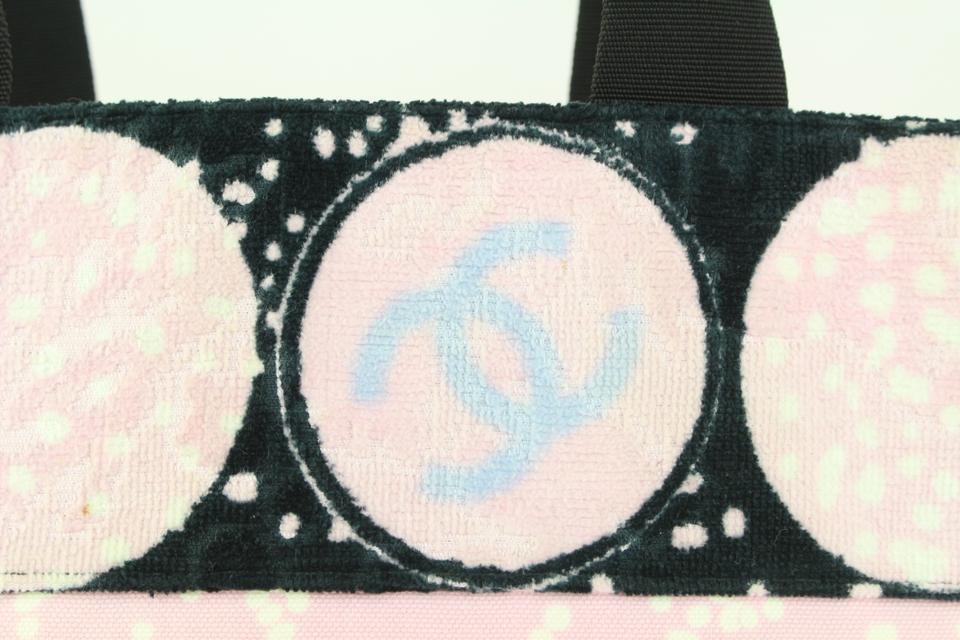 Chanel Pink x Black Terry Cloth CC Logo Tote Bag Leather ref.378178 - Joli  Closet