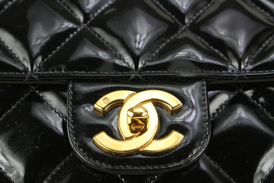 Chanel XL Maxi Black Quilted Patent Single Flap Chain Bag 92ca66