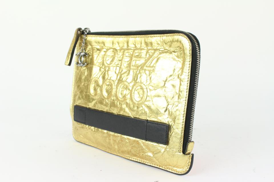 chanel gold clutch bag