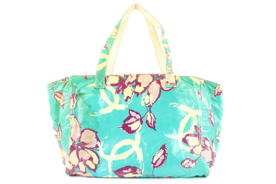 Chanel Blue Floral Shopper Tote Bag 653cks317