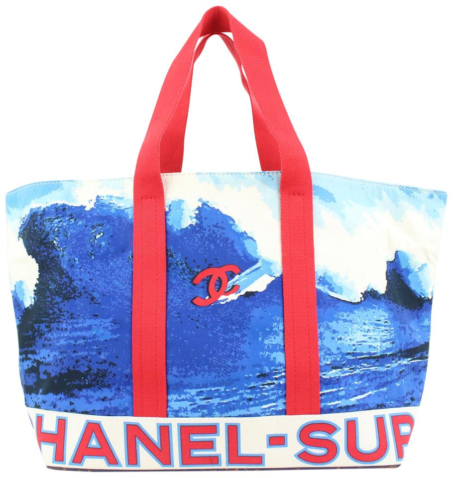 Chanel XL Blue x Red Wave Surf Beach Tote Bag 89ck39s – Bagriculture
