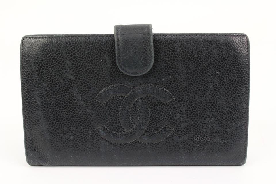 Chanel Black Caviar Leather CC Logo Flap Long Wallet 1213c18 For Sale at  1stDibs