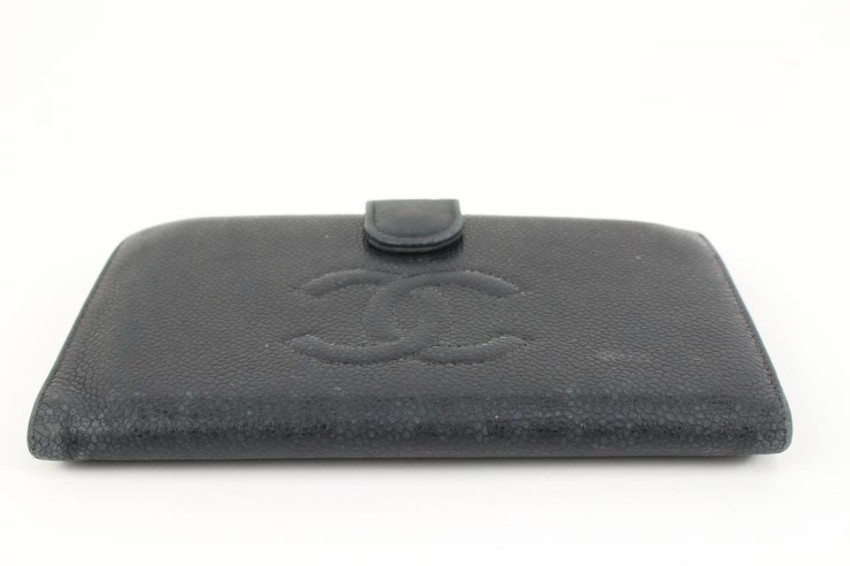 Chanel Black Caviar Leather CC Logo Long Flap Wallet 95ck323s