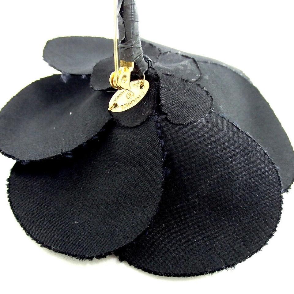 Chanel Black Camelia Flower Corsage Brooch Pin 860485
