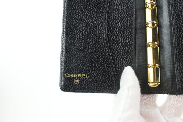 Chanel Black Caviar CC Logo Mini Agenda or Card Holder 8620613