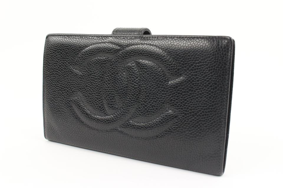Chanel Black Caviar Leather CC Logo Long Snap Bifold Wallet 53ck32s –  Bagriculture