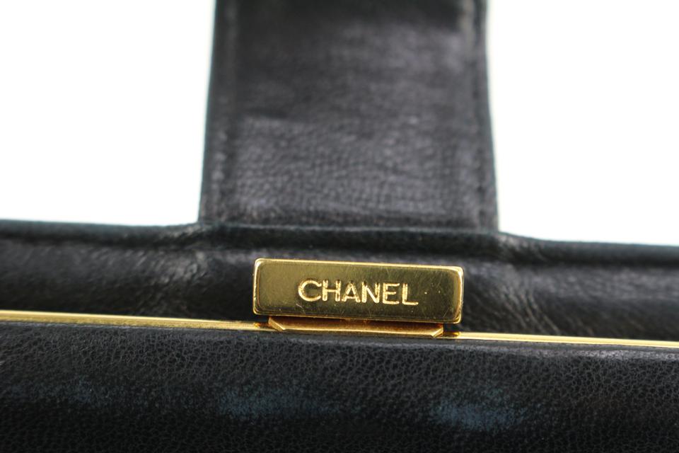 Chanel Black Caviar Leather CC Logo Long Snap Bifold Wallet 2010 w/Box