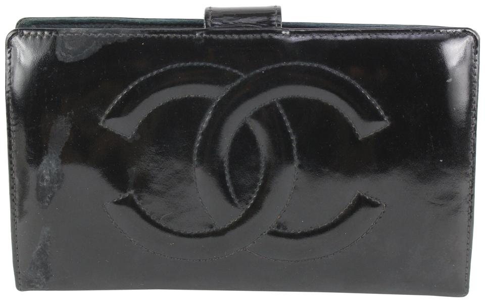 Chanel Black Patent CC Logo Long Flap Wallet 1210c31