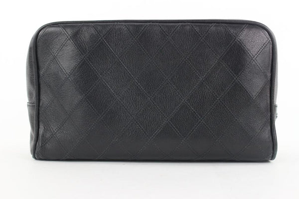 CHANEL Lambskin Quilted Flap Cosmetic Case Black 323423