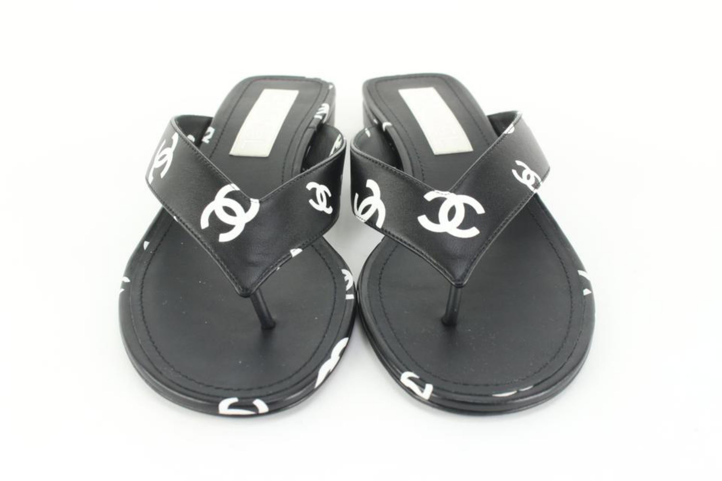 Chanel Thong Sandal - 10 For Sale on 1stDibs  chanel thong slippers, chanel  thongs sandals, chanel black thong sandals cc logo