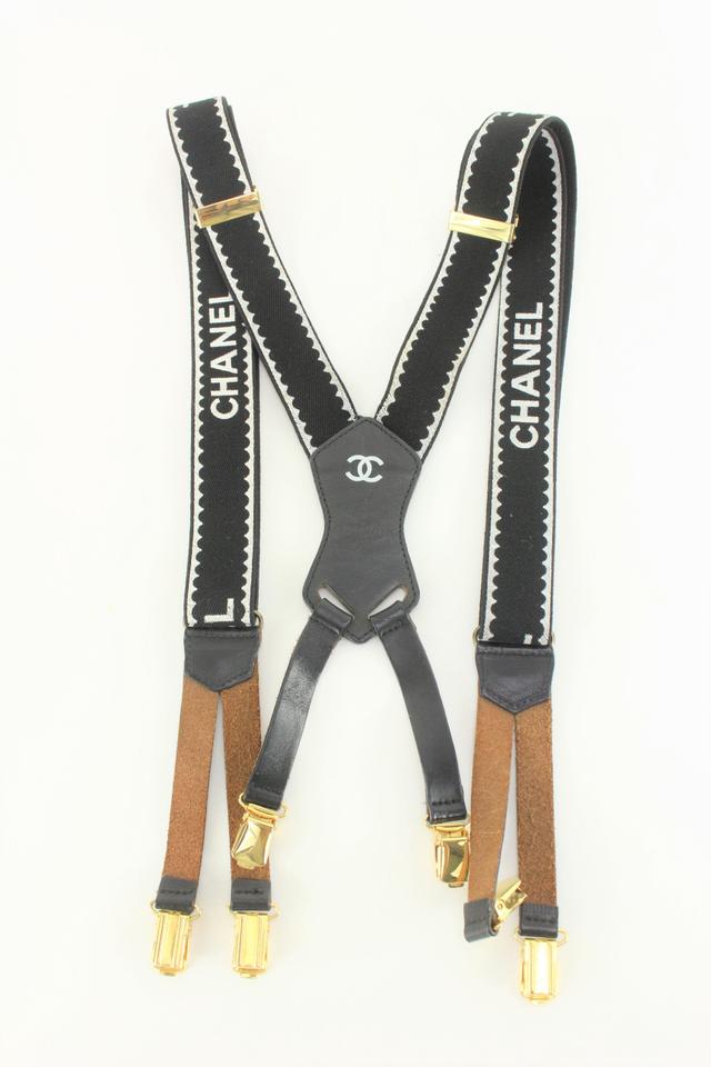 Chanel Black and White CC Logo Suspenders