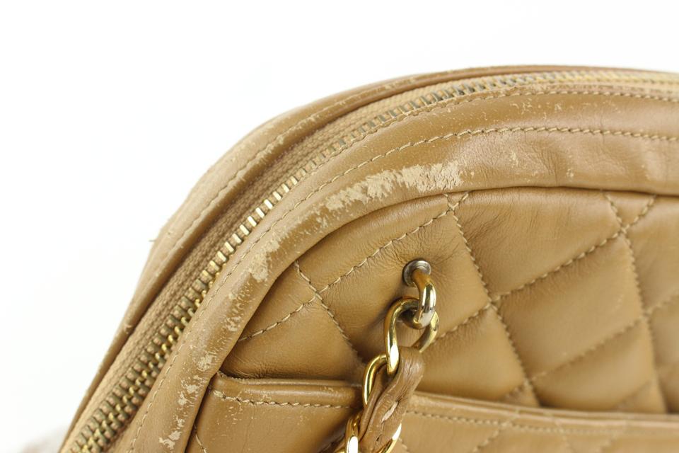 Beige Quilted Chevron Lambskin Tassel Camera Flap Bag Gold Hardware,  1994-1996, Handbags & Accessories, The Chanel Collection, 2022
