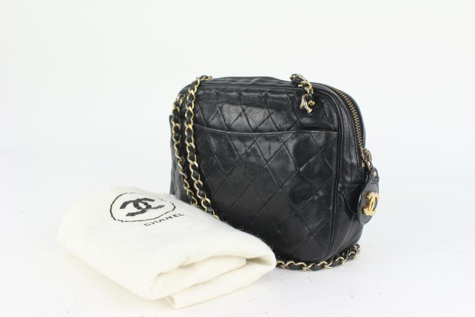 Chanel Black Quilted Lambskin Camera Bag Gold Chain 1014c7