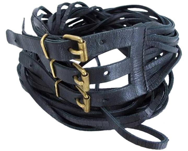CHANEL Chain Motif Buckle Belt Black Gold Lambskin 93A 75/30 Authentic 00482