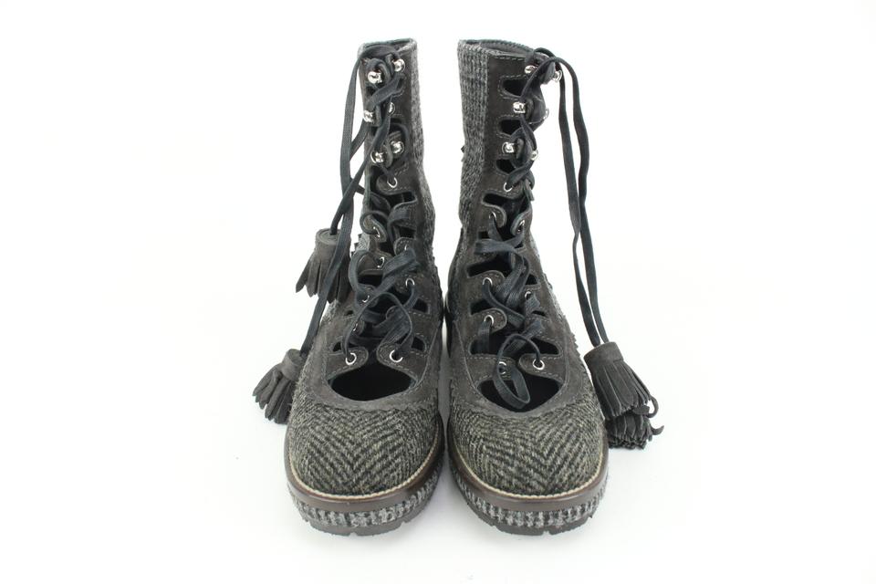 Chanel Size 36 CC Logo Tweed Combat Boots 40cz413s – Bagriculture