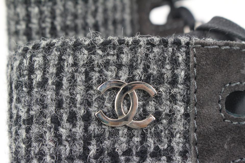 CHANEL Size 7.5 Black Grey Tweed Mixed Materials Pull On Boots – Sui  Generis Designer Consignment