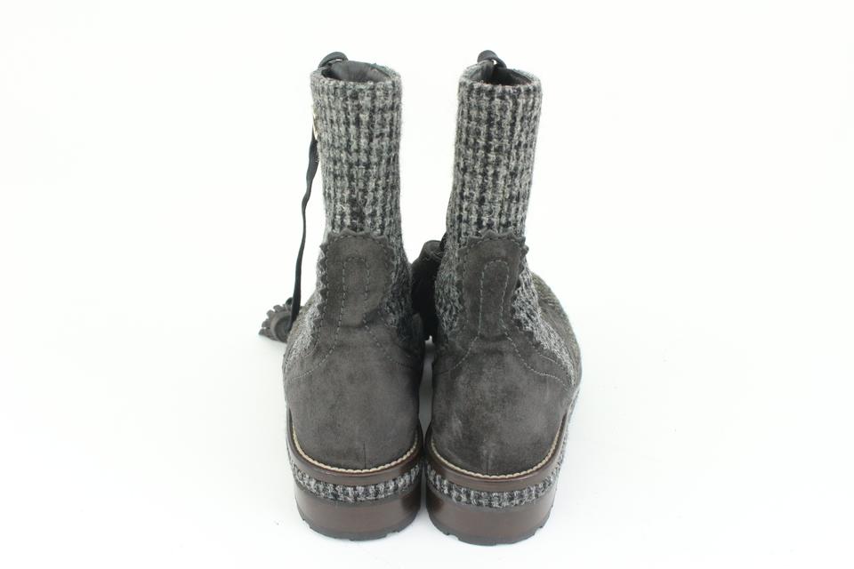 Chanel Size 36 CC Logo Tweed Combat Boots 40cz413s – Bagriculture