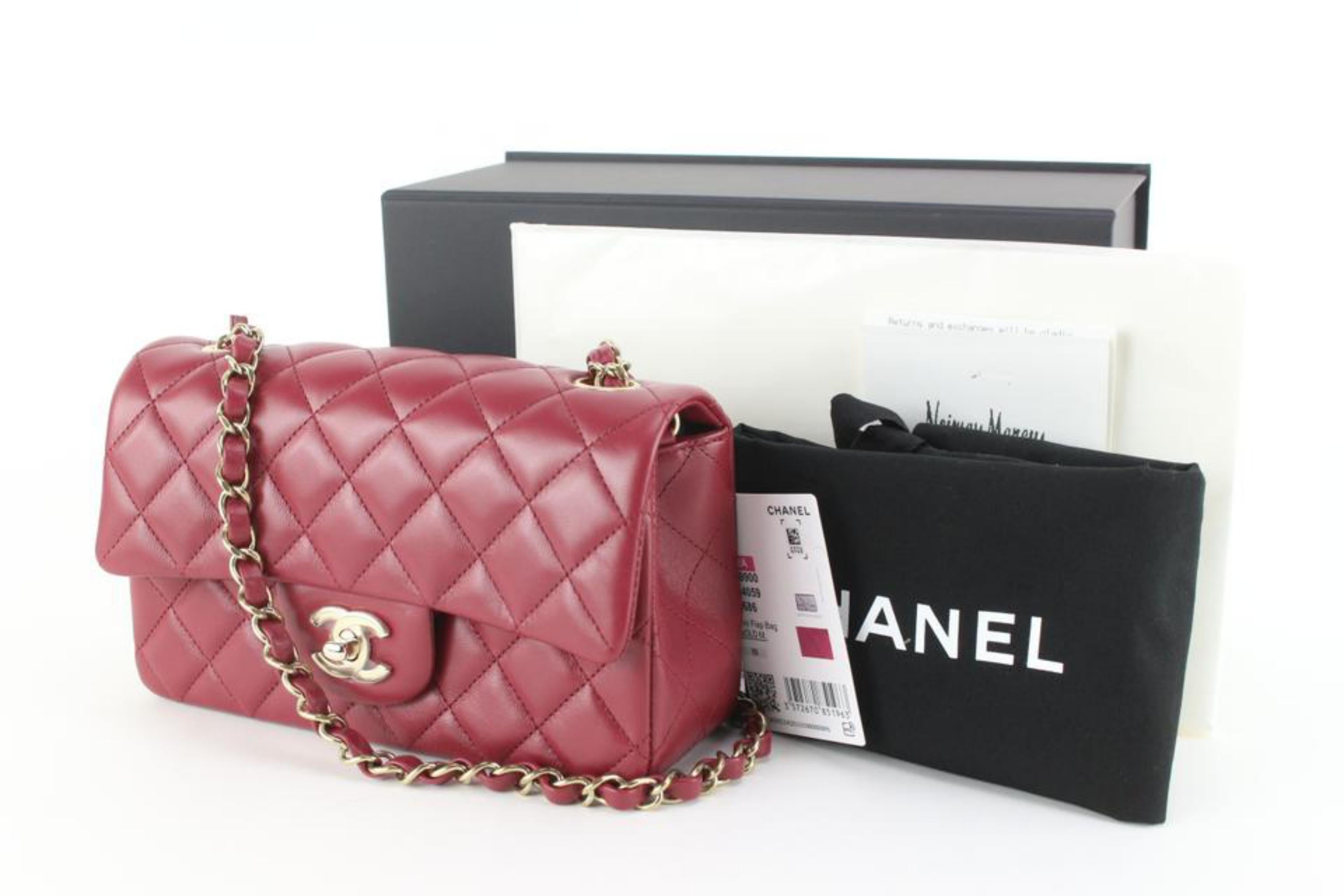 Chanel 22A Burgundy Quilted Lambskin Mini Classic Flap GHW