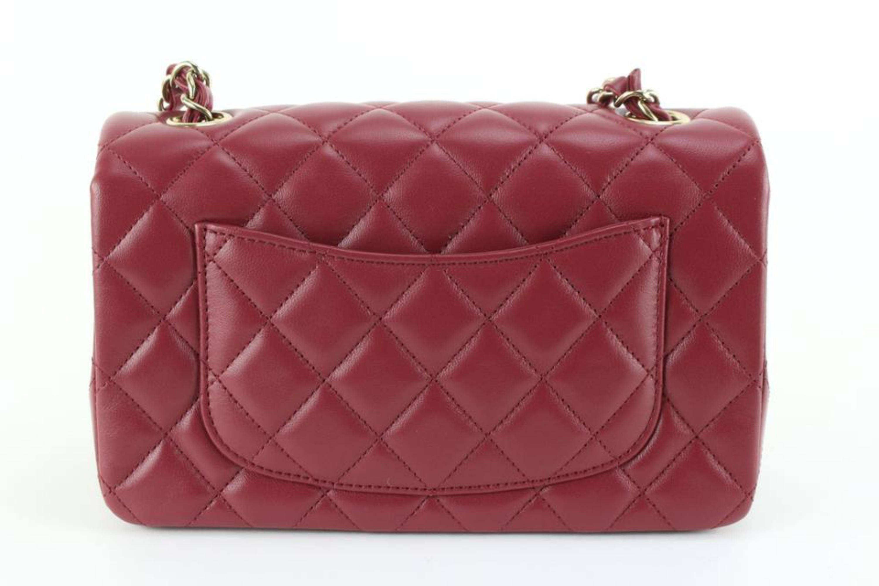 Chanel 22A Burgundy Quilted Lambskin Mini Classic Flap GHW