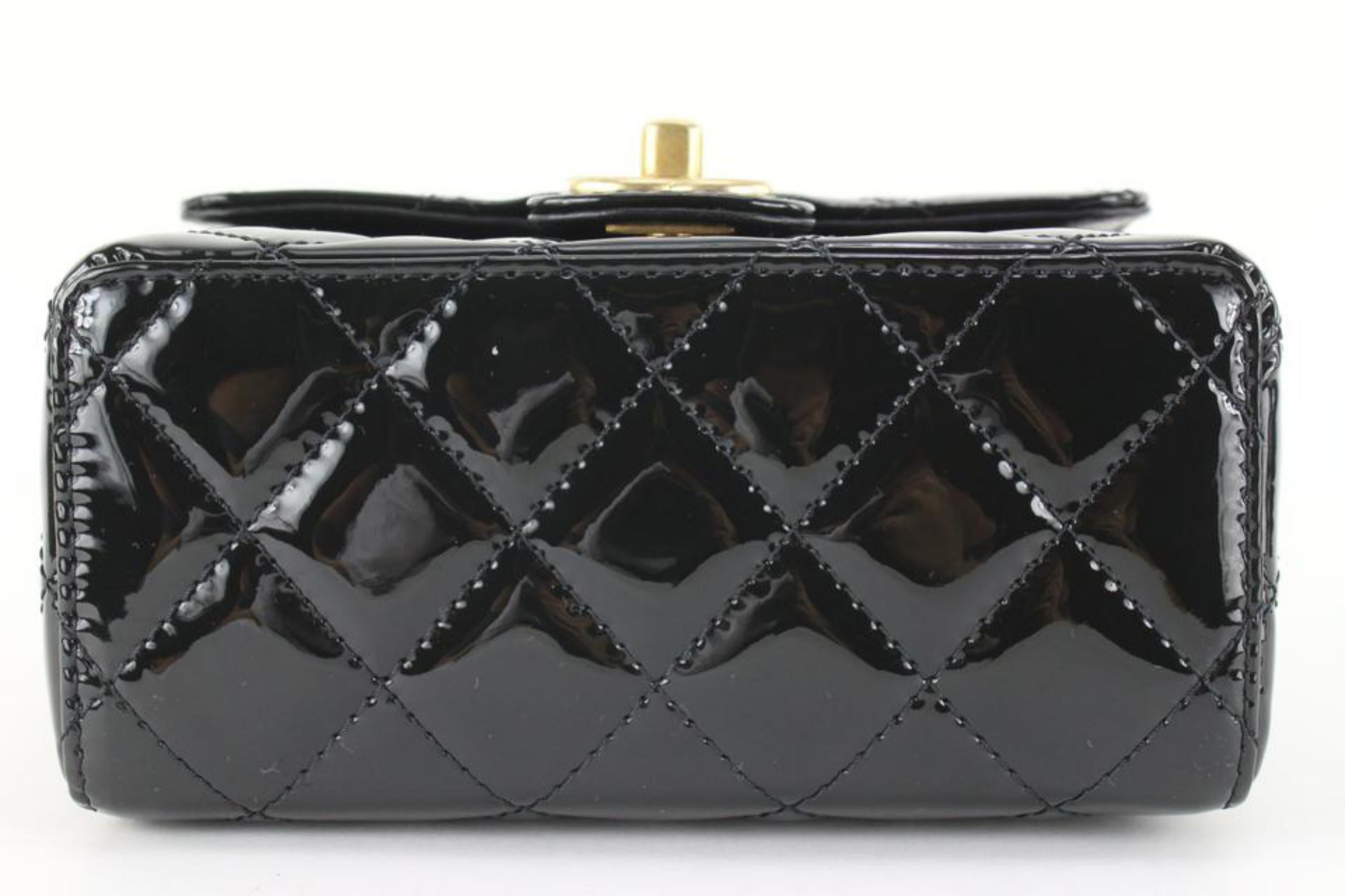 NEW Lancôme Black Patent Leather Round Handle Cosmetic Bag 