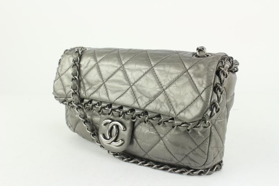 Chanel Chain Around Flap 227432 Silver Quilted Leather Shoulder
