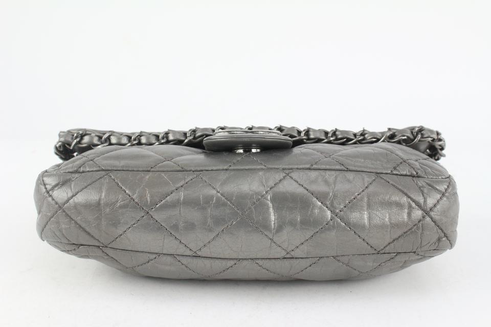 Chanel 2023 Grey Quilted Lambskin Leather Logo Chain Handle Flap Bag w –  Oliver Jewellery