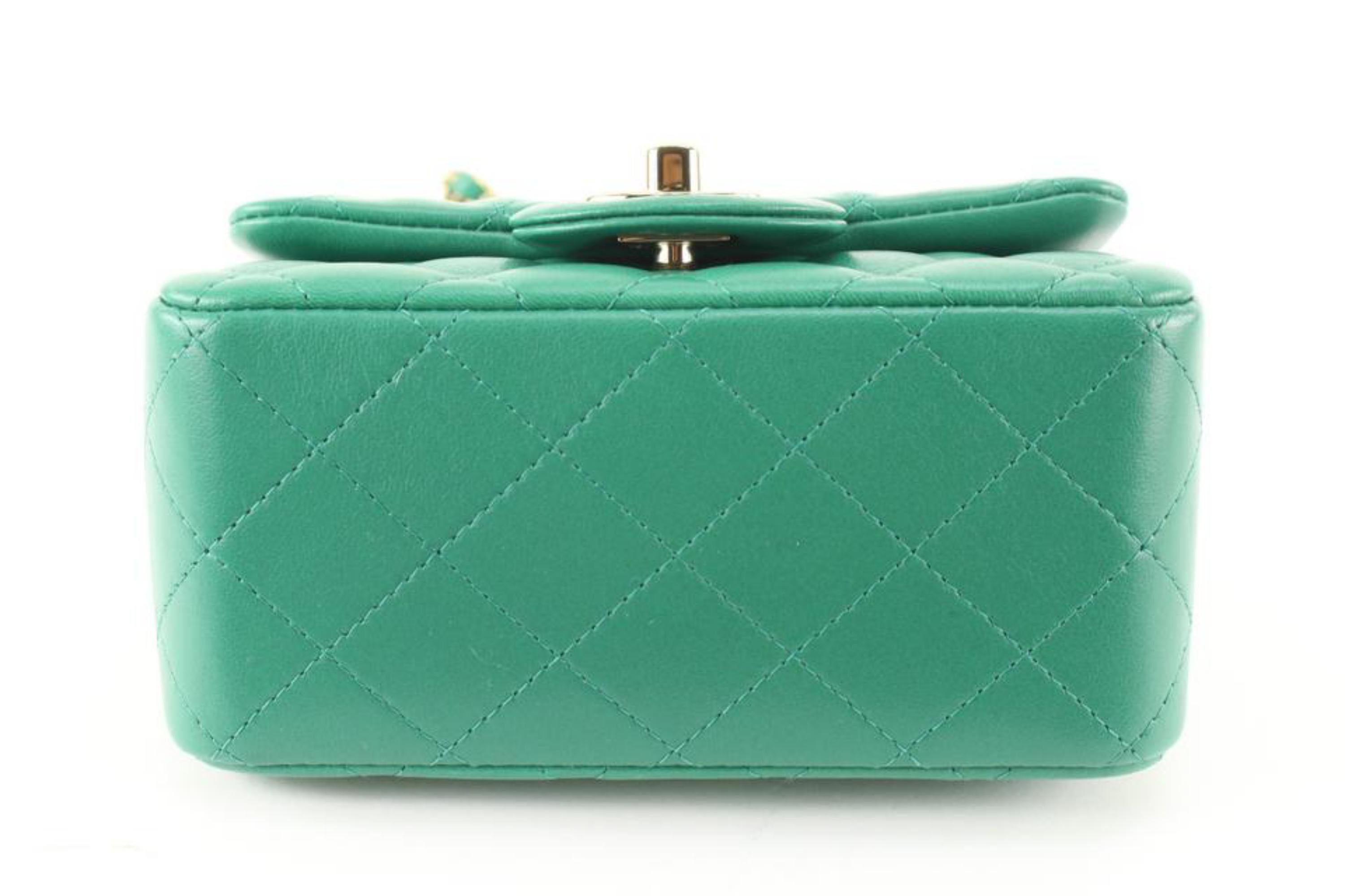Chanel Limited Edition Green Iridescent Mini Rectangular Top Handle Fl   Its A Luv Story