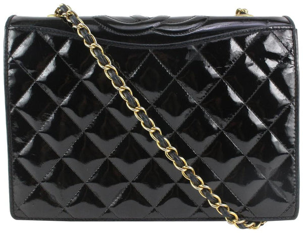 Chanel Black Quilted Patent Leather Round 'CC' Bag Q6BJHX27KB003