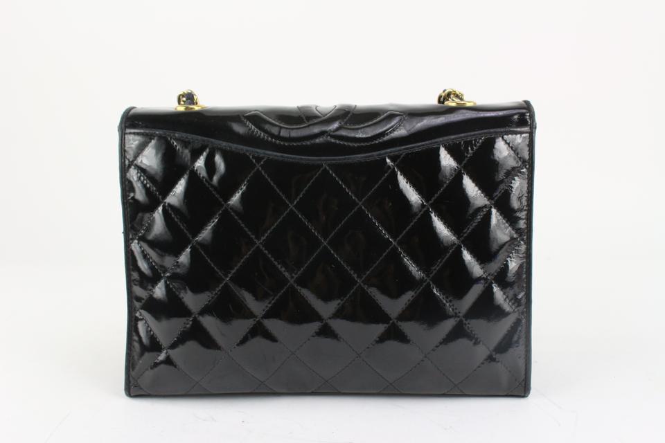 Chanel Black Quilted Patent Round Top CC Flap Bag 1215c45
