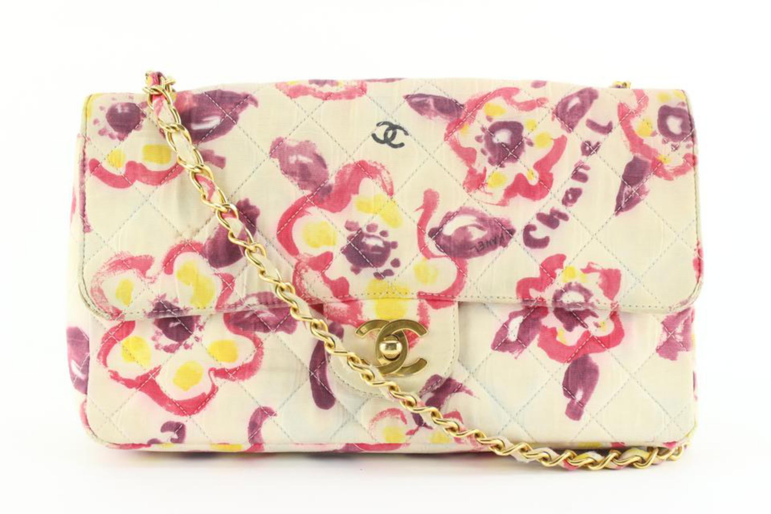 Chanel Watercolor Floral Quilted Medium Classic Flap