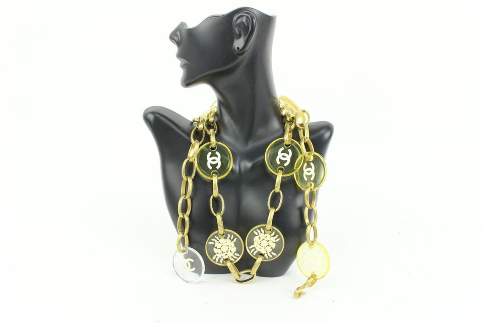 Chanel 95C Clear x Gold CC Chain Belt Necklace 2way 89cz425s