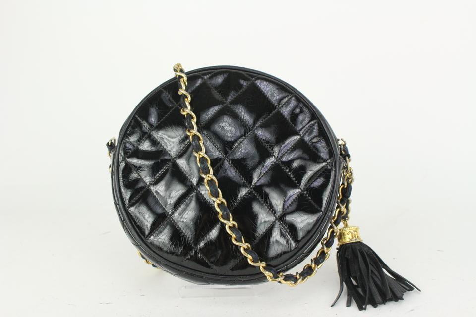 Chanel Black Quilted Patent Leather Clutch