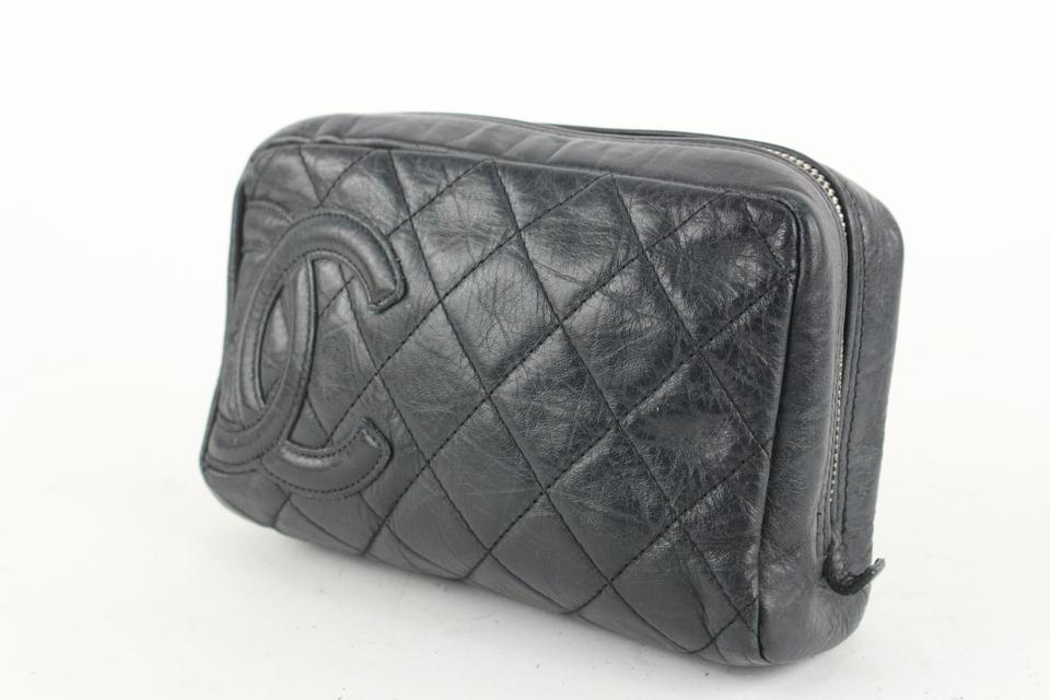Vintage CHANEL Calfskin Classic Cosmetic and Toiletry Black 