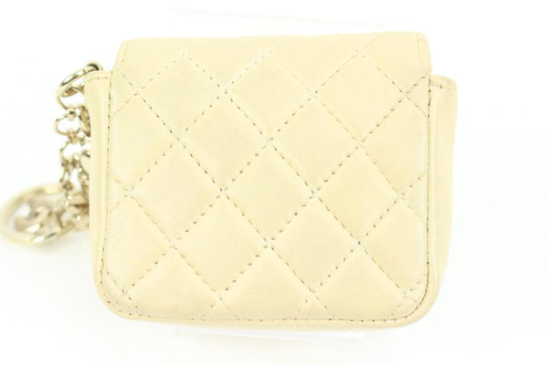 Chanel Light Beige Cream Quilted Leather Micro Flap Charm Bag Mini 48c –  Bagriculture