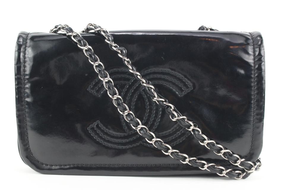 Chanel Black x Silver CC Logo Chain Flap Chain Bag