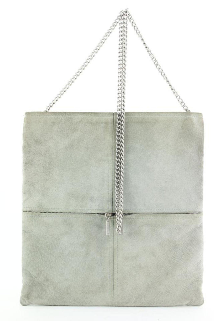 Chanel Grey Suede Flat Chain Crossbody Bag 1c815a