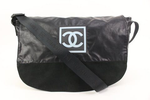 Chanel XL Black Sports Logo CC Messenger Crossbody Bag 71ck315s
